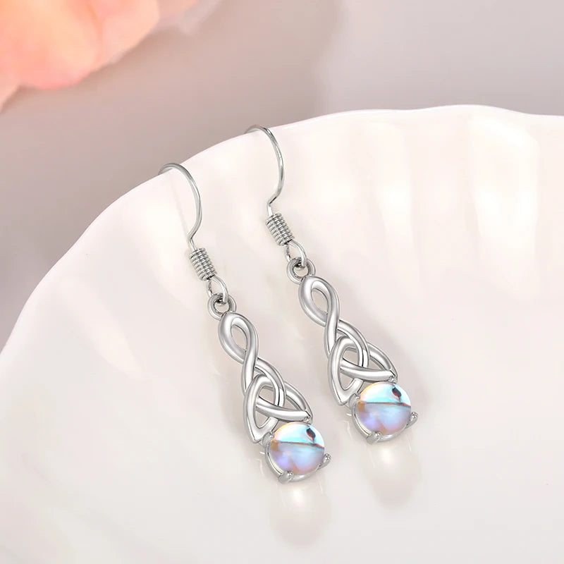 Huitan Celtic Knot Drop Earrings – Simulated Opal Women's Drop Earrings Axl