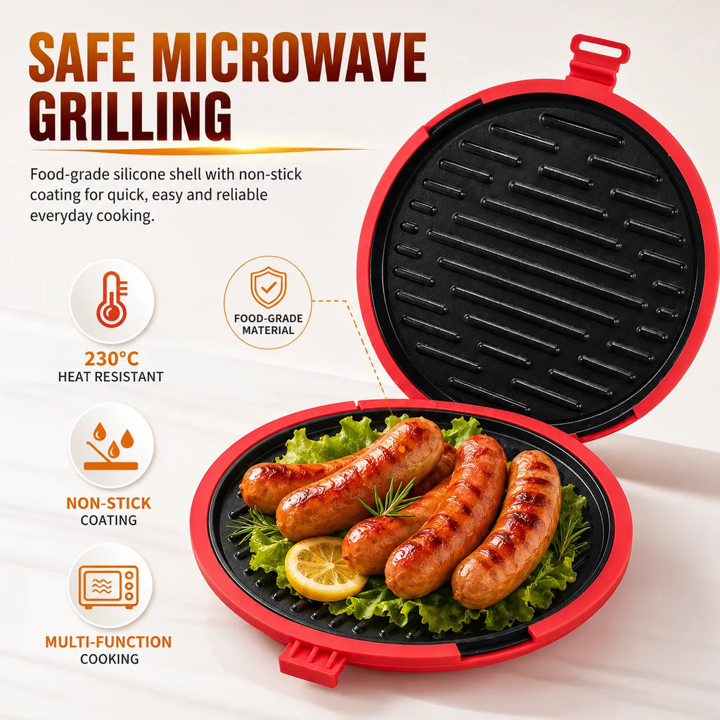 Microwave Grill Pan with Lid – Non-Stick Round Crisper Plate Microwave Grill Pan Axl