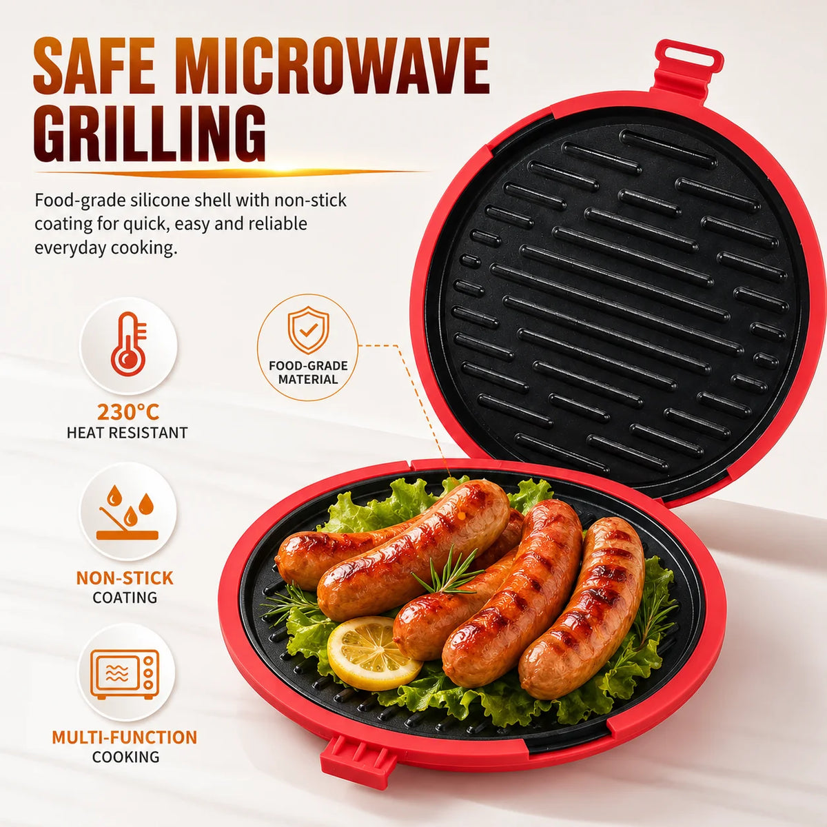 Microwave Grill Pan with Lid – Non-Stick Round Crisper Plate Microwave Grill Pan Axl