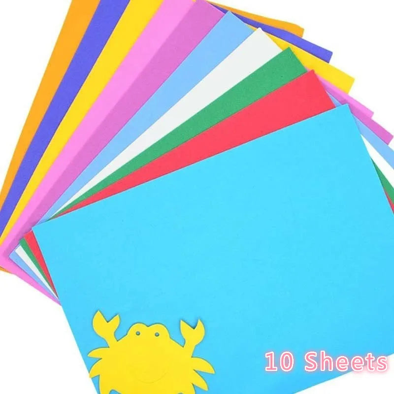 10-Piece Multicolor EVA Foam Paper Set – Kids DIY Craft Sheets EVA Foam Craft Sheets Axl