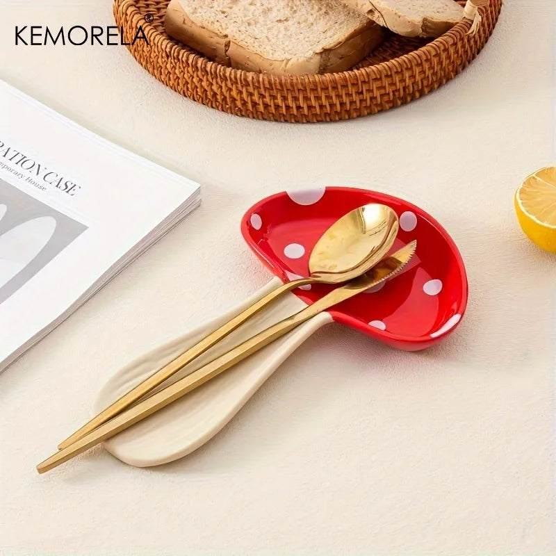 KEMORELA Ceramic Mushroom Spoon Rest – Kitchen Gift Ceramic Spoon Rest Axl