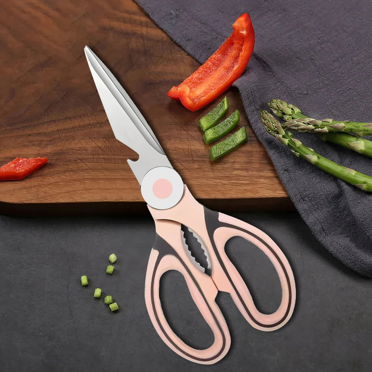 Multi-Functional Kitchen Scissors – Stainless Steel Cooking Shears Kitchen Shears Axl Scissors-Pink