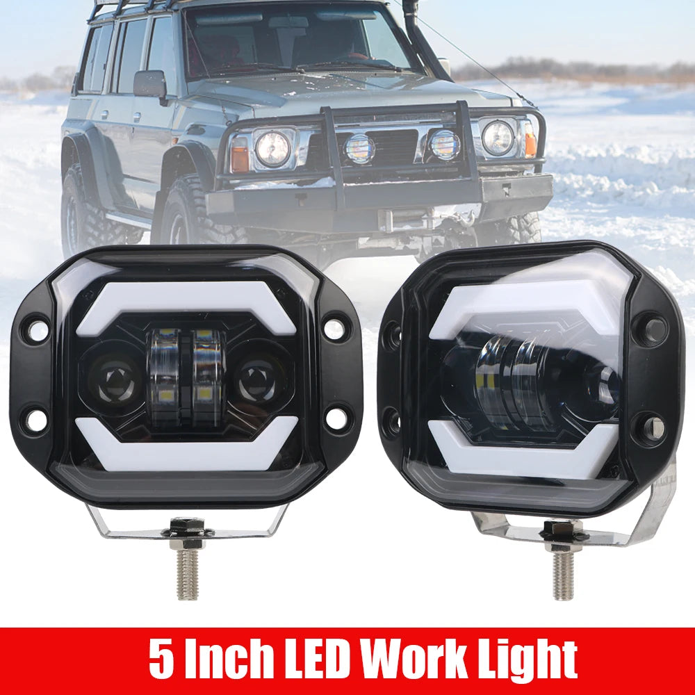 5-Inch Flush Mount LED Driving Light | Hi/Low Beam Jeep & Truck LED Driving Light Axl
