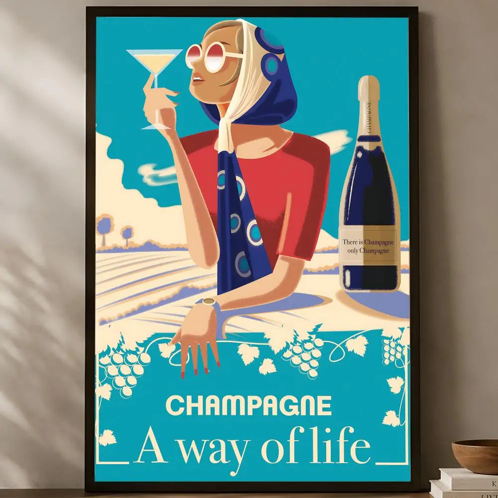 Wine Champagne Region Map Poster – Waterproof Self-Stick Wall Art Wall Art Poster Axl White01 50X70cmNoframe