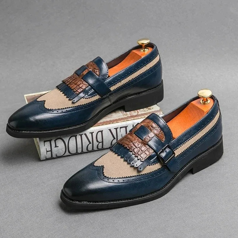 Men's Pointed Toe Buckle Loafers – Classic Business Dress Shoes Men's Dress Loafers Axl