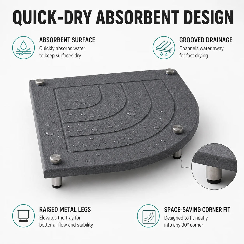 Diatomaceous Earth Corner Sink Caddy – Stone Drying Mat Tray Stone Sink Caddy Axl
