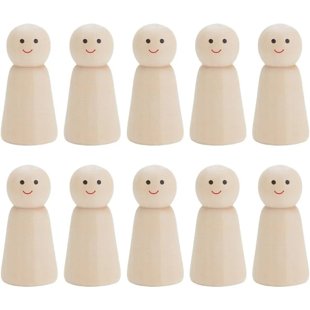 10 Pcs Unfinished Wood Peg Dolls 2.3" Angel Shape DIY Figurines Wood Craft Figurines Axl