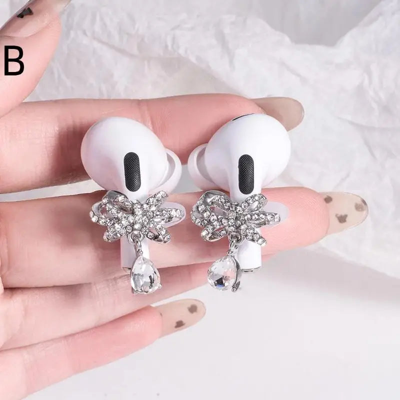 Rhinestone Earphone Charms – Decorative Earbud Clips (1 Pair) Earbud Decoration Clips Axl B