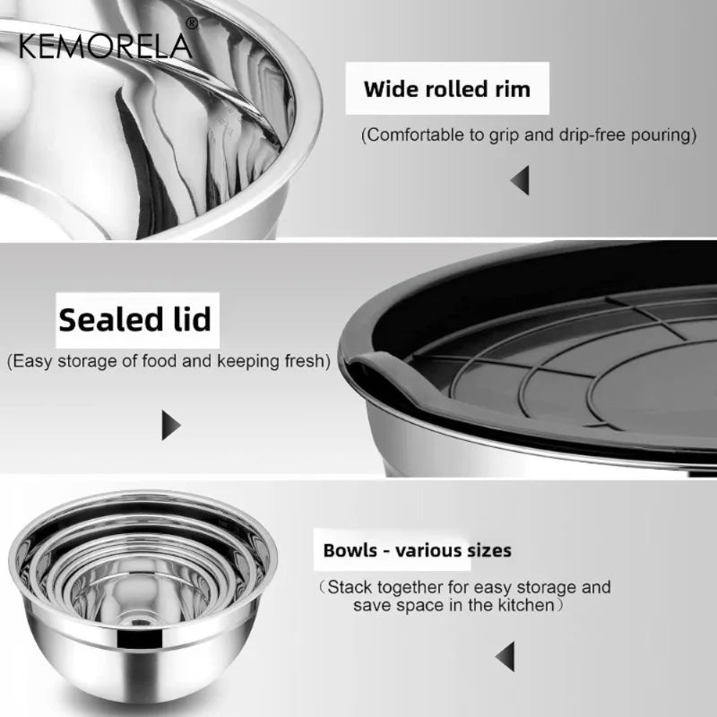 5-Piece Stainless Steel Mixing Bowls Set with Airtight Lids Mixing Bowl Set Axl