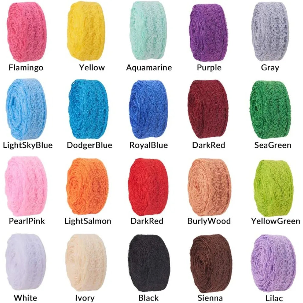 20-Color Polyester Lace Trim Ribbon Set – 7/8" x 200 Yards Lace Trim Ribbon Axl
