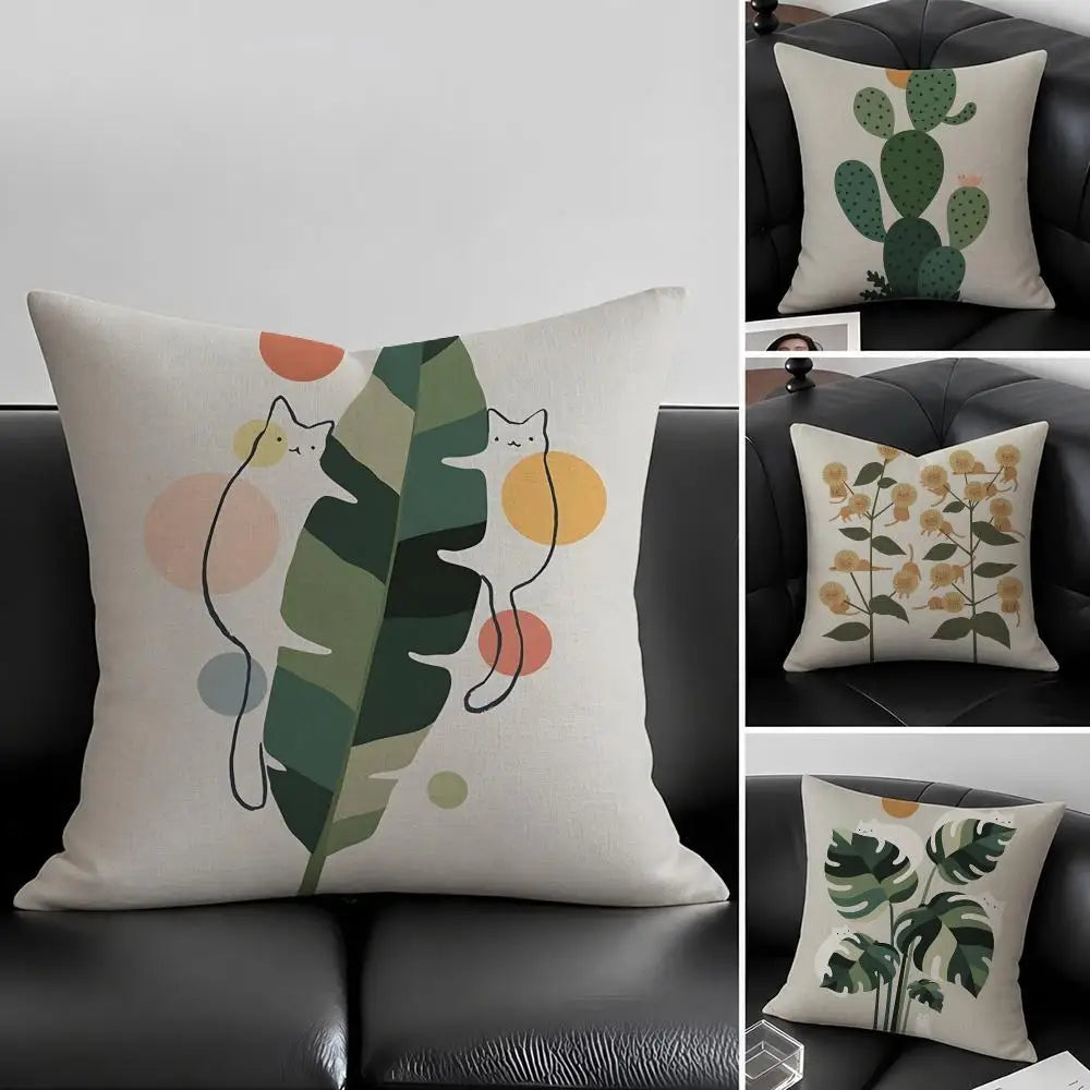 Natural Linen Cushion Cover – Printed Pillowcase for Sofa & Bed Linen Cushion Cover Axl