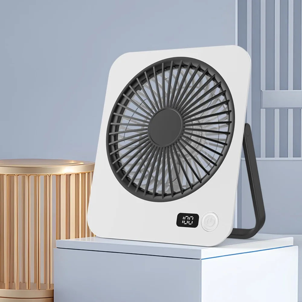 USB Rechargeable Foldable Desk Fan – 5-Speed LED Silent Fan Portable Desk Fan Axl Black