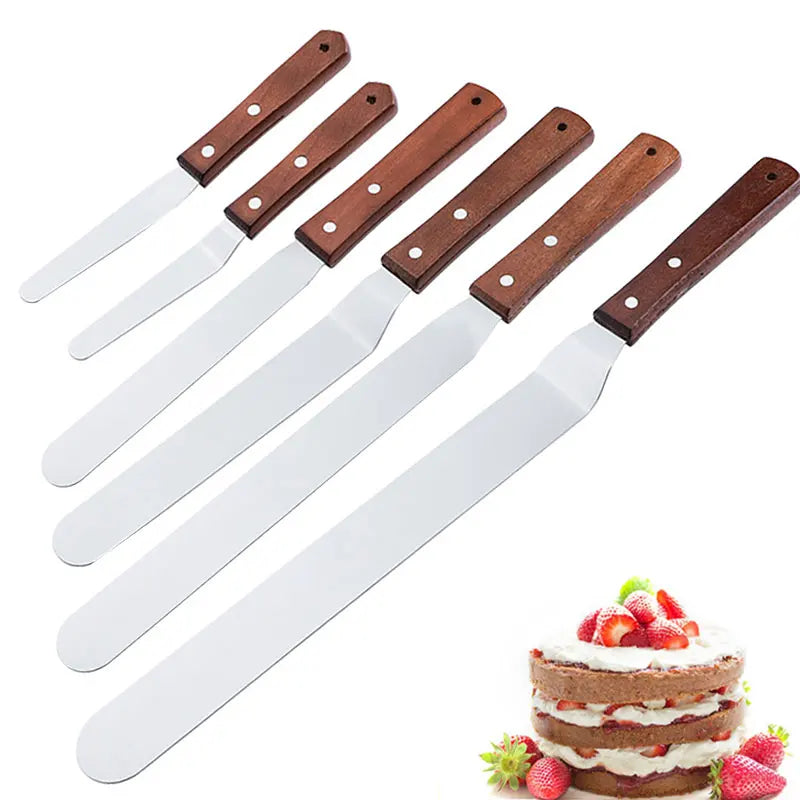 Cake Icing Spatula Set – 5 Sizes Stainless Steel Wood Handle Cake Icing Spatula Axl
