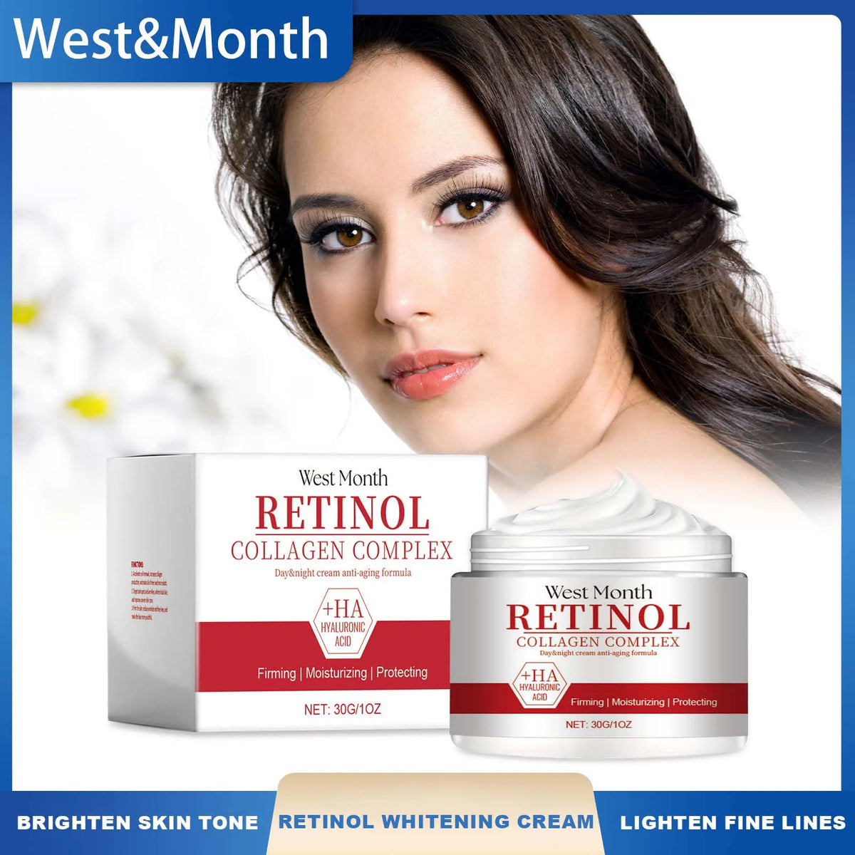 WEST MONTH Retinol Firming Face Cream – Collagen Moisturizer Face Moisturiser Cream Axl
