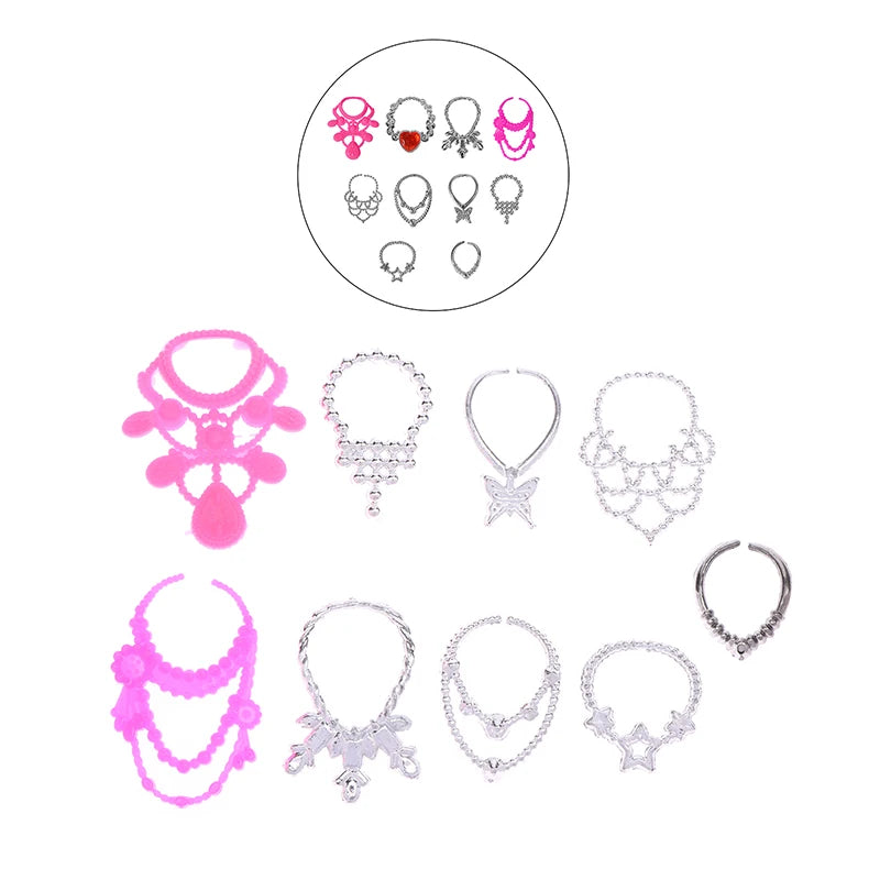 10Pcs Dollhouse Miniature Princess Jewelry Set – Crown & More Doll Accessories Set Axl A3