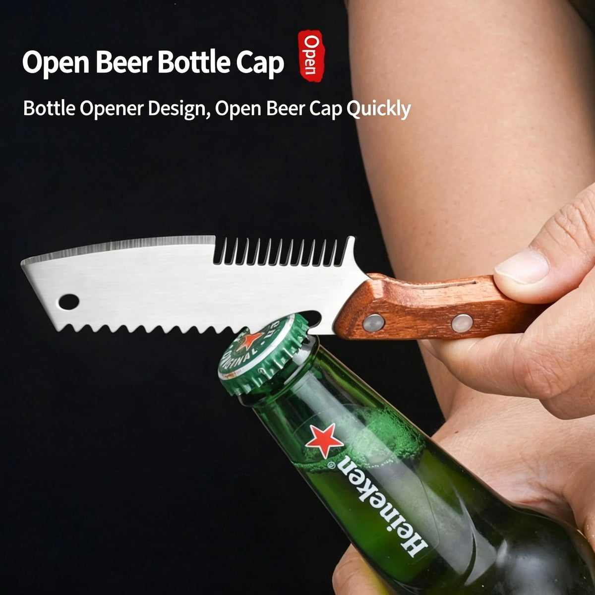 2-in-1 Serrated Vegetable Peeler & Bottle Opener | Wooden Handle Vegetable Peeler Axl