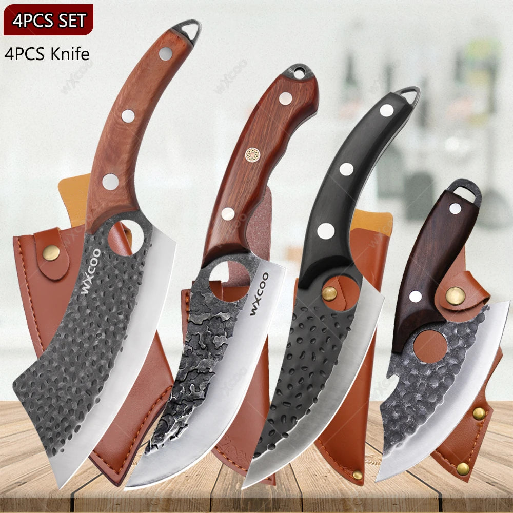 WXCOO Hand Forged Stainless Steel Boning & Chef Knife Kitchen Chef Knife Axl 4PCS