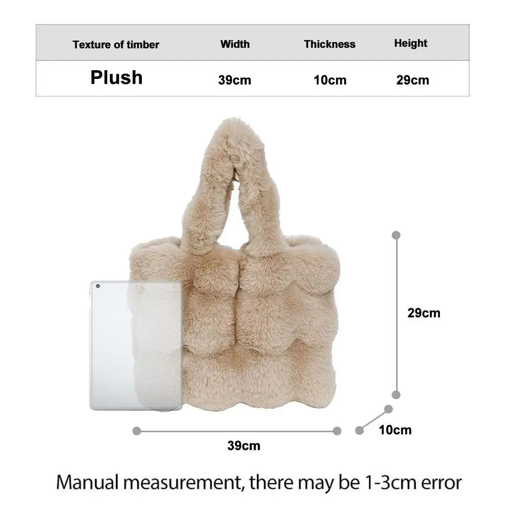 Women's Fluffy Plush Shoulder Bag – Large Capacity Shopper Tote Plush Shoulder Bag Axl