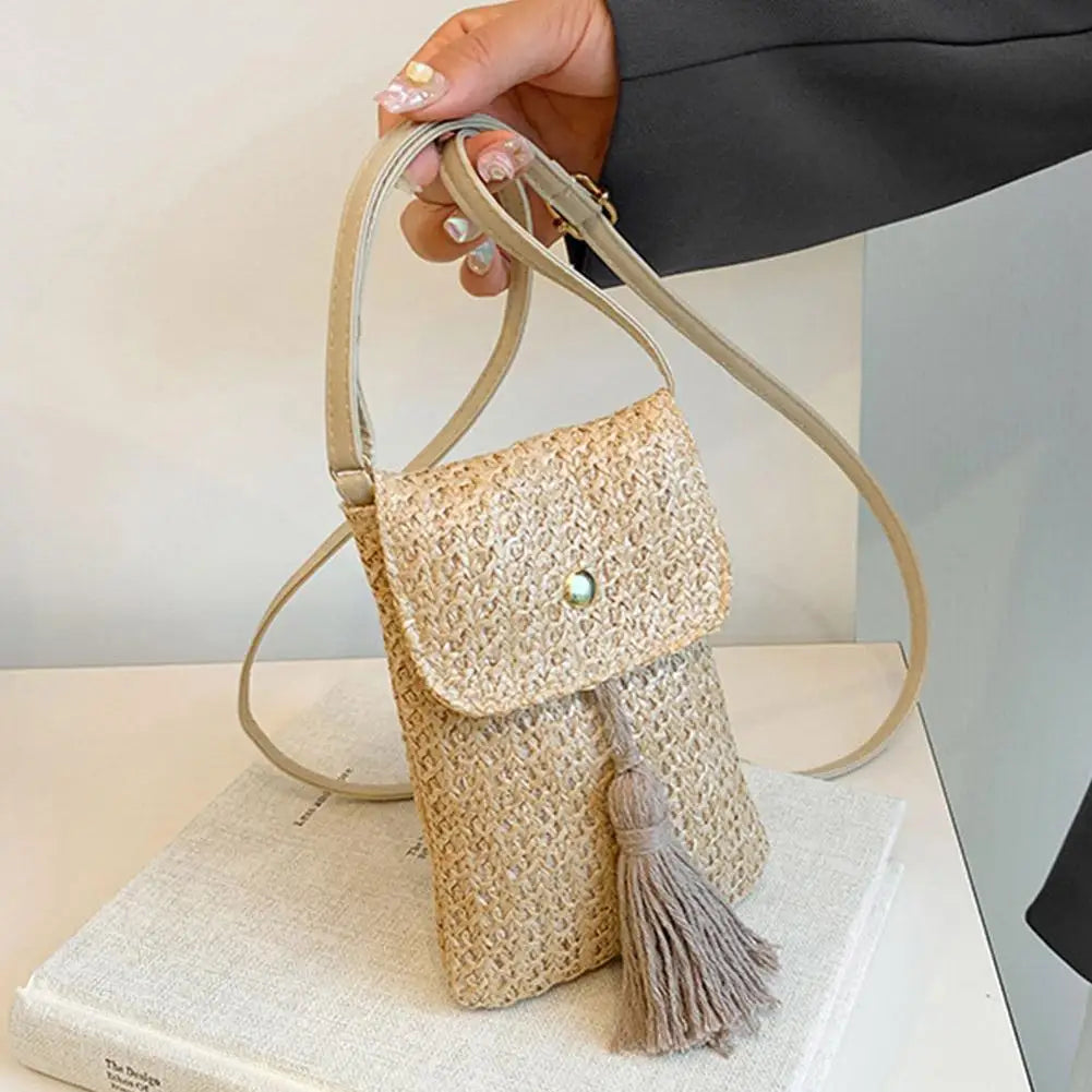 Boho Woven Mini Crossbody Bag – Cell Phone Purse for Women Woven Crossbody Bag Axl