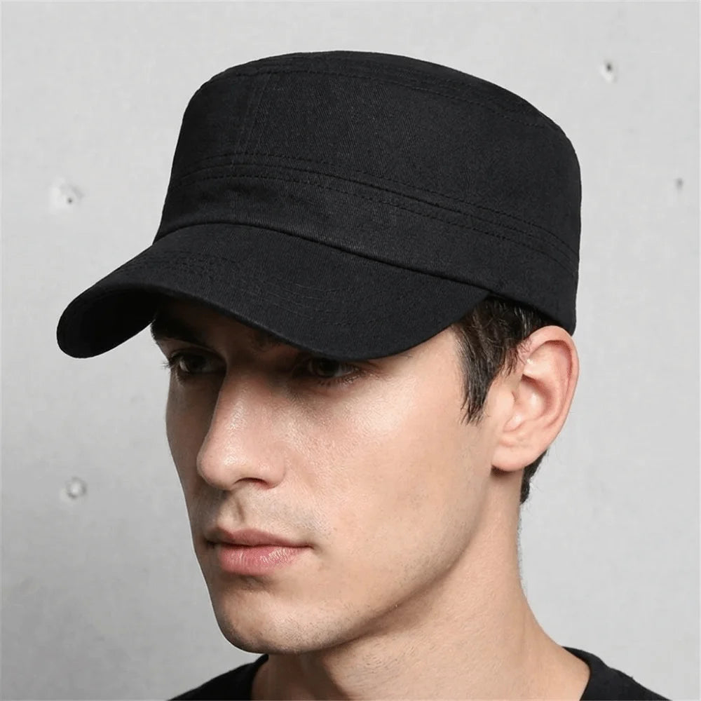 Adjustable Flat Top Cap – Breathable Cotton Sun Hat Unisex Flat Top Cap Axl