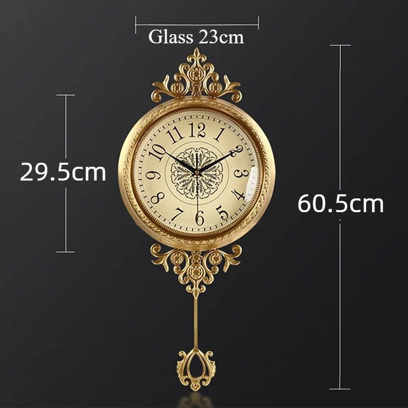 Large Brass Pendulum Wall Clock – Luxury Silent Gold Decor Wall Clock Axl