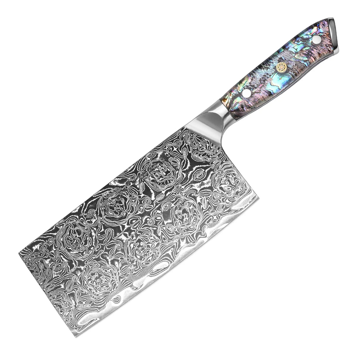 67-Layer Damascus Steel Chinese Cleaver – Abalone Handle Damascus Kitchen Knife Axl Kitchen knife