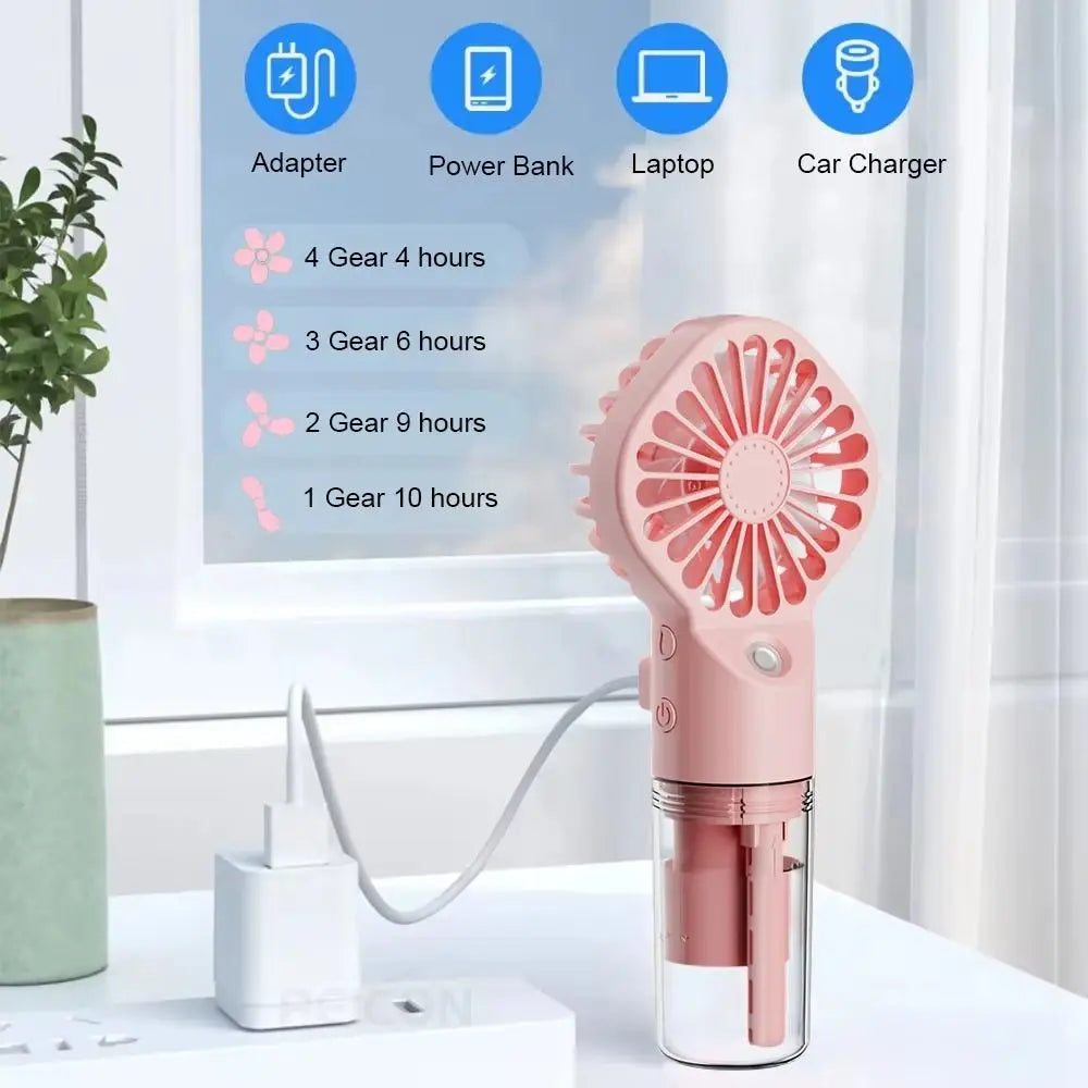 Mini Portable Spray Fan – 4-Speed USB Rechargeable Mist Fan Portable Spray Fan Axl