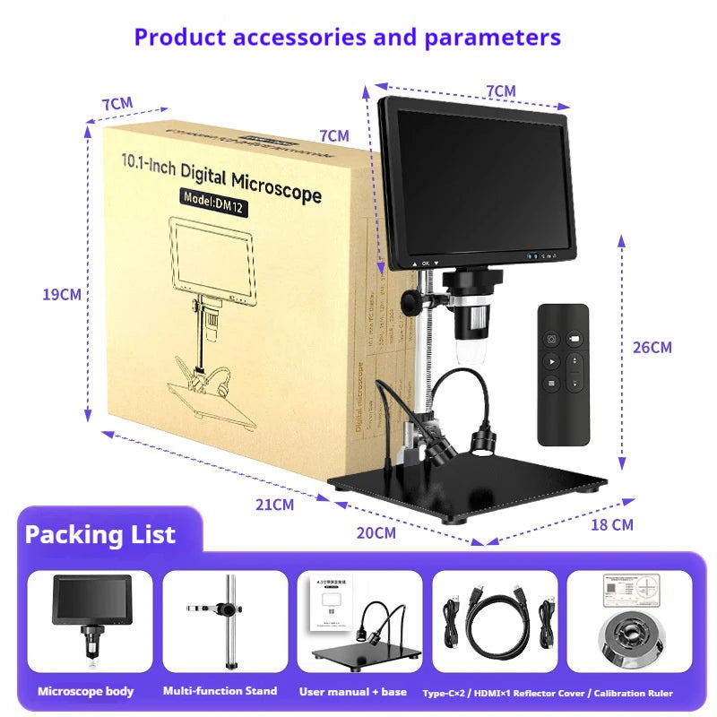 10.1" 1080P IPS Digital Microscope – 500x HD Zoom Screen Digital Microscope Axl
