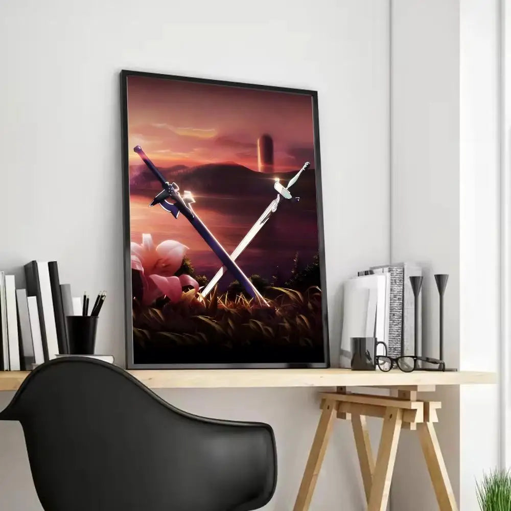 Sword Art Online Anime Canvas Wall Art – Unframed Poster Canvas Wall Art Axl Black20 15X20cmFrameless