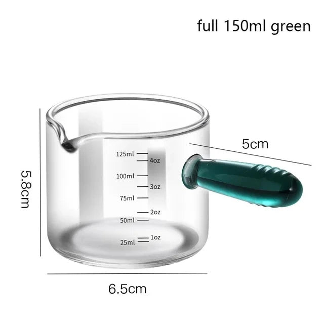 KEMORELA Glass Espresso Cups 60/125ml – Measuring Milk Jug Espresso Shot Glass Axl 125ml green