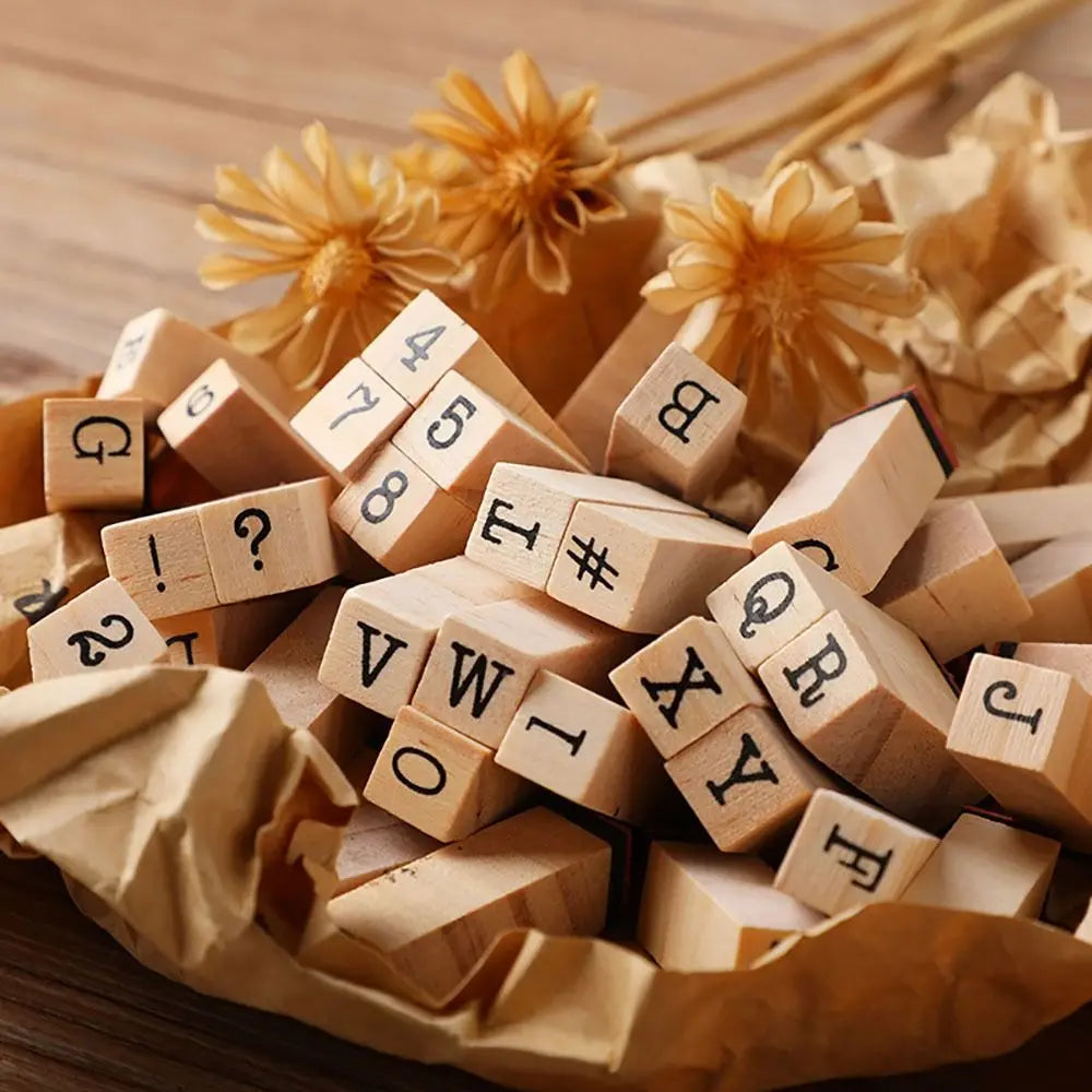 40-Piece Retro Alphabet Rubber Stamp Set – Craft & Card Making Rubber Stamp Set Axl
