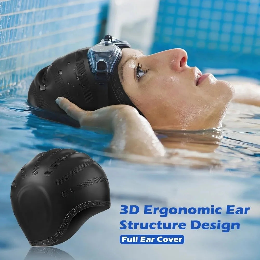 Silicone Swim Cap with Ear Pockets – Large Size, High Elasticity Silicone Swim Cap Axl