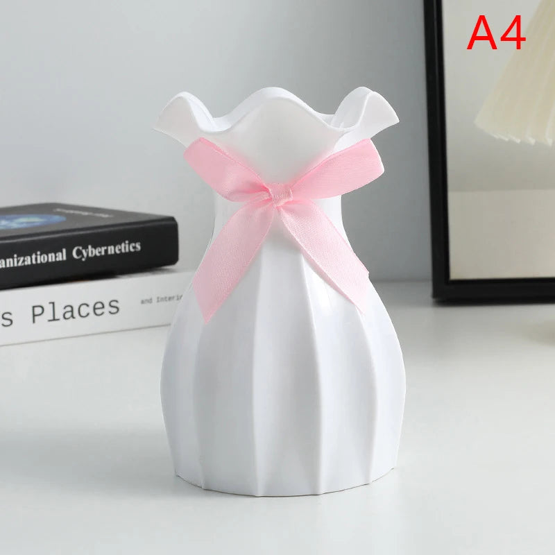 Water Ripple Nordic Plastic Vase – Modern Home Decor Flower Pot Decorative Vase Axl A4