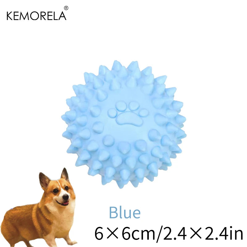 KEMORELA Dog Paw Print Thorn Ball TPR Chew Toy – Small Dogs Dog Chew Toy Axl Blue