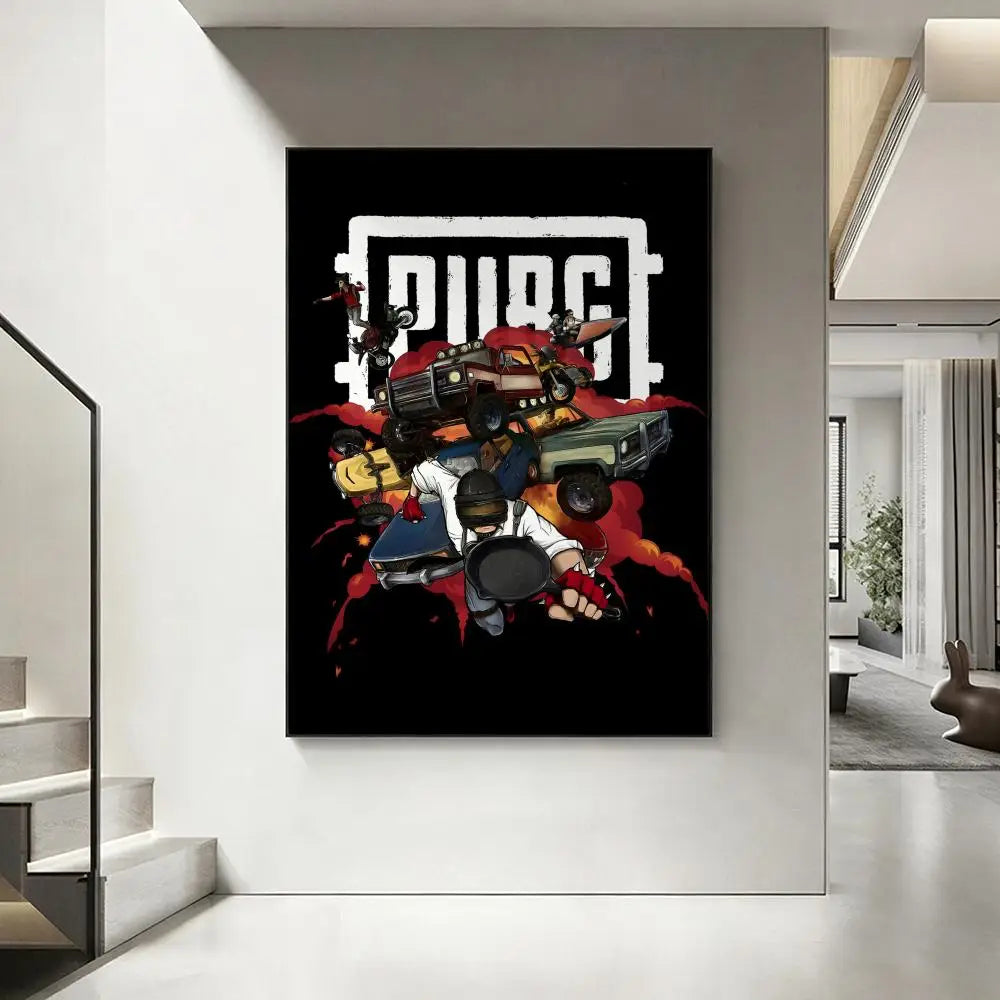 PUBG Battlegrounds HD Wall Poster – Gaming Room Art Decor Gaming Wall Poster Axl White1 21X30cmNoframe