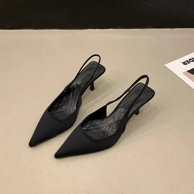 French Pointed Toe Women's High Heel Sandals – Elegant Pumps High Heel Sandals Axl Black 37