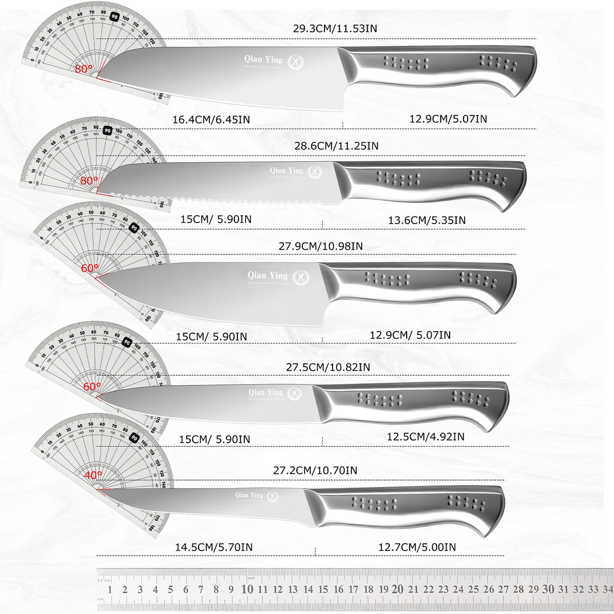 5-Piece Japanese Chef Knife Set – Sharp Stainless Steel | PLYS Kitchen Knife Set Axl