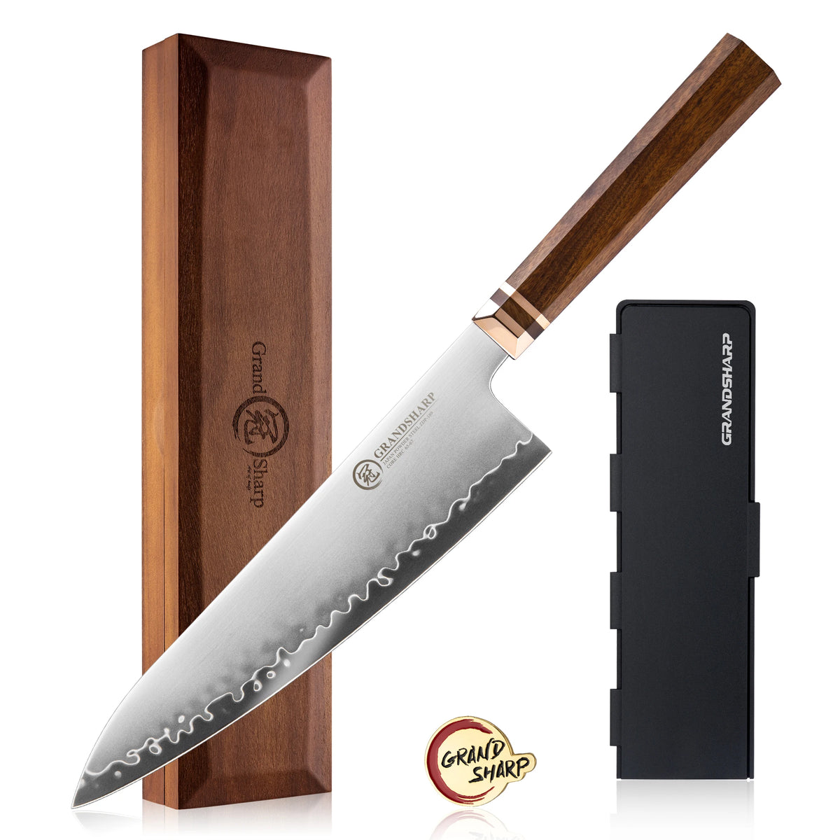 Grandsharp 8.5" Chef Knife ZDP-189 Steel & Mkuruti Wood Handle Chef's Knife Axl