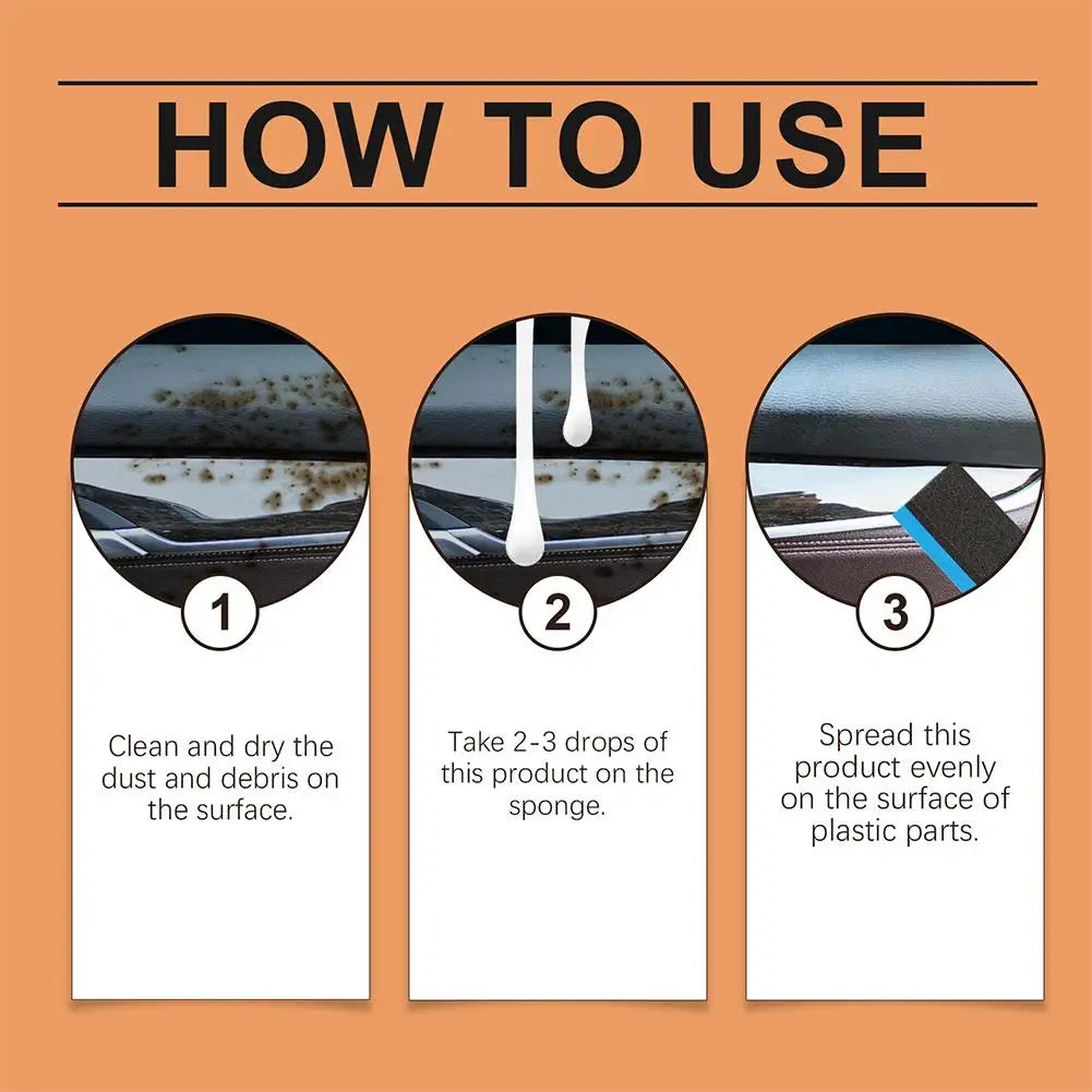 Car Black Plastic Restorer 100ml with Sponge | Dashboard & Bumper Plastic Trim Restorer Axl