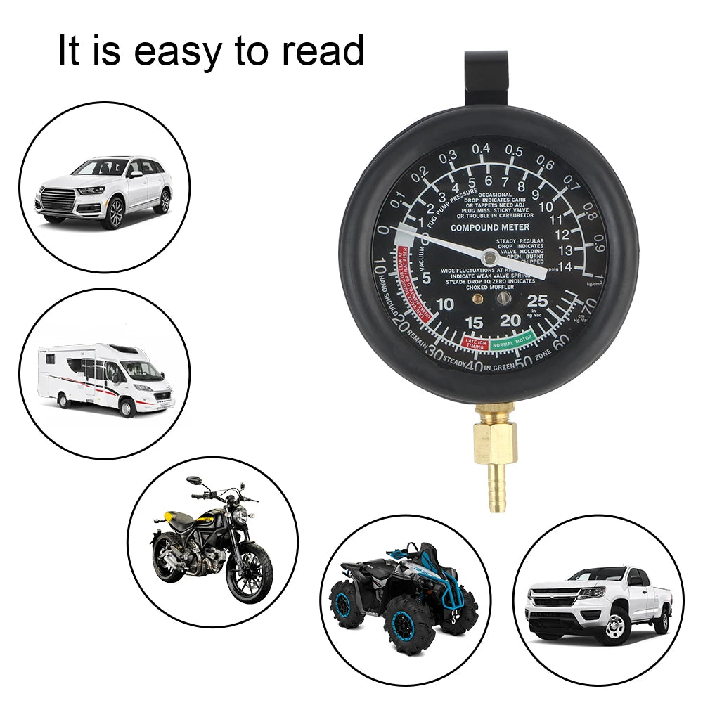 Automotive Engine Compression & Vacuum Pressure Gauge Kit Engine Compression Tester Axl