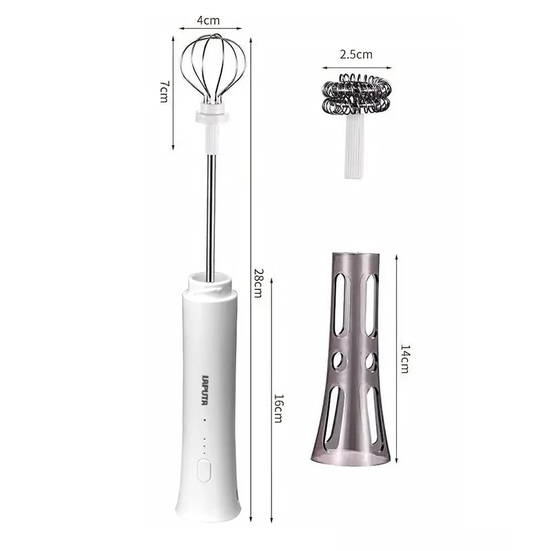Portable Rechargeable Electric Milk Frother & Foam Maker Electric Milk Frother Axl White-English