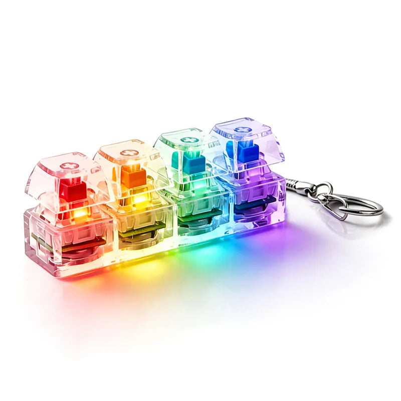 LED Glow Keyboard Fidget Keychain Clicker – 1 or 2 Pack Fidget Keychain Toy Axl white