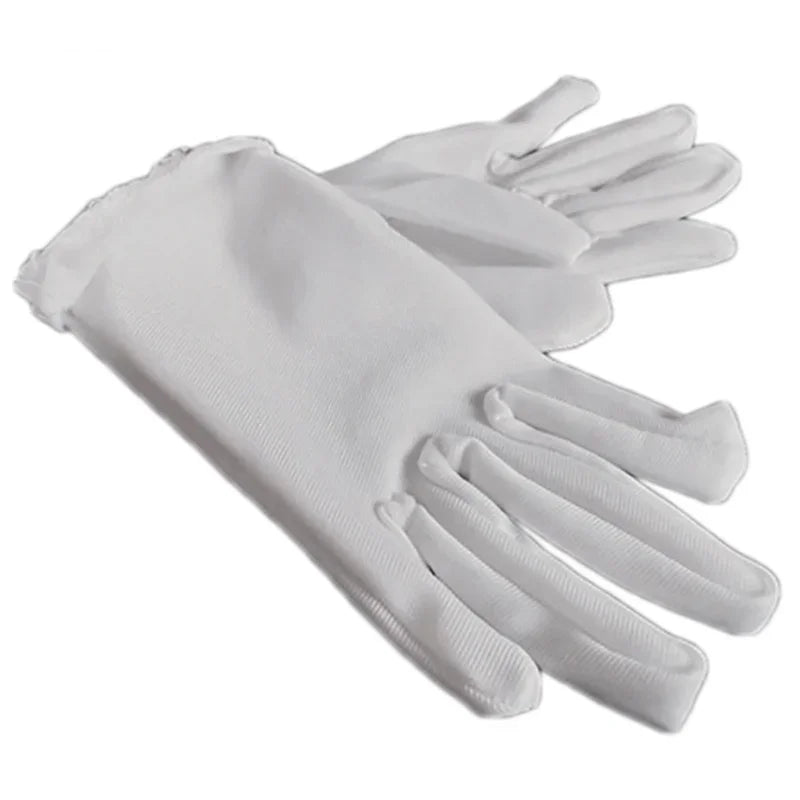 White Satin Kids Gloves – Flower Girl Wedding & Party Gloves Kids Formal Gloves Axl