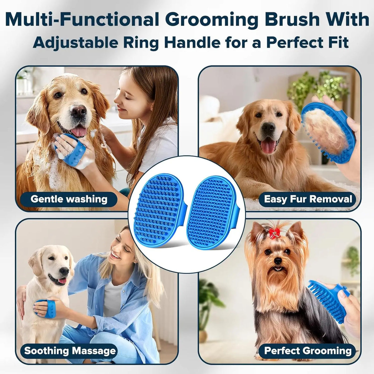 6-Piece Pet Grooming Kit – Dog & Cat Bath Gloves & Brush Pet Grooming Kit Axl