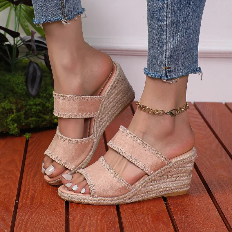 UXST Women's Wedge Sandals – Canvas Slip-On Beach Shoes Women's Wedge Sandals Axl