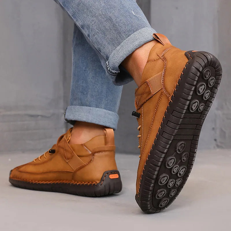 Women's Mid-Top Retro British Style Boots – Soft Sole Loafers Mid-Top Women's Boots Axl