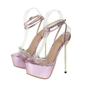 Women's Crystal PVC High Heel Platform Sandals | Buckle Strap Platform Heel Sandals Axl pink 34