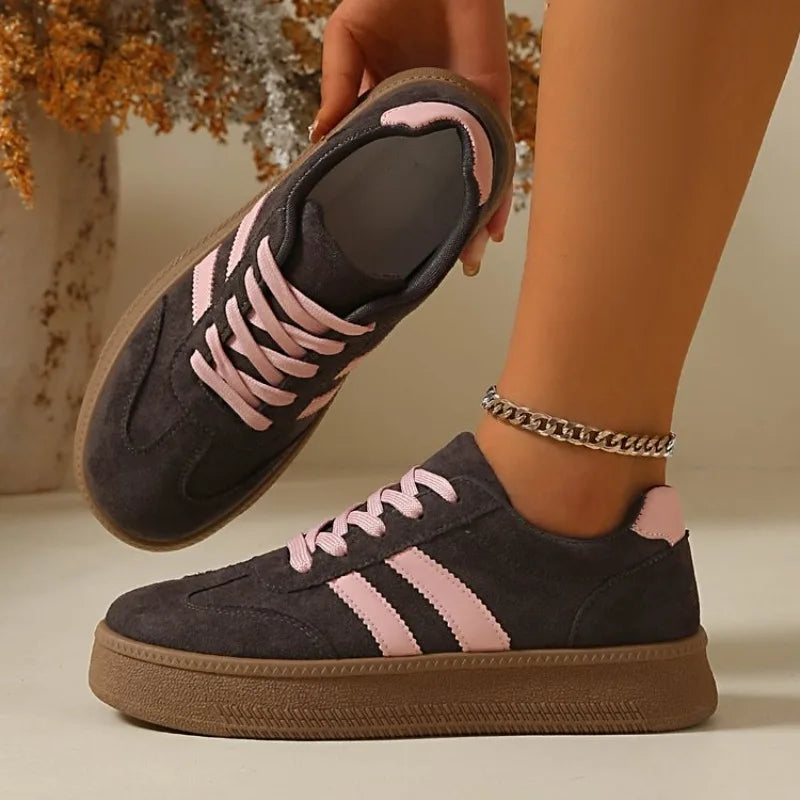 Women's Suede Platform Sneakers – Non-Slip Lace-Up Casual Shoes Platform Sneakers Axl