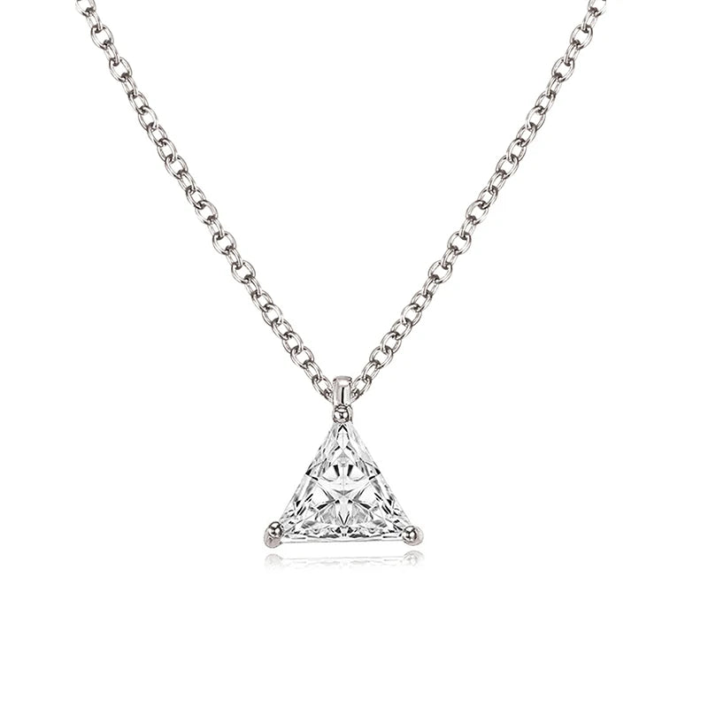 Huitan Triangular Cubic Zirconia Pendant Necklace | Gold & Silver Pendant Necklace Axl XL1370 45cm
