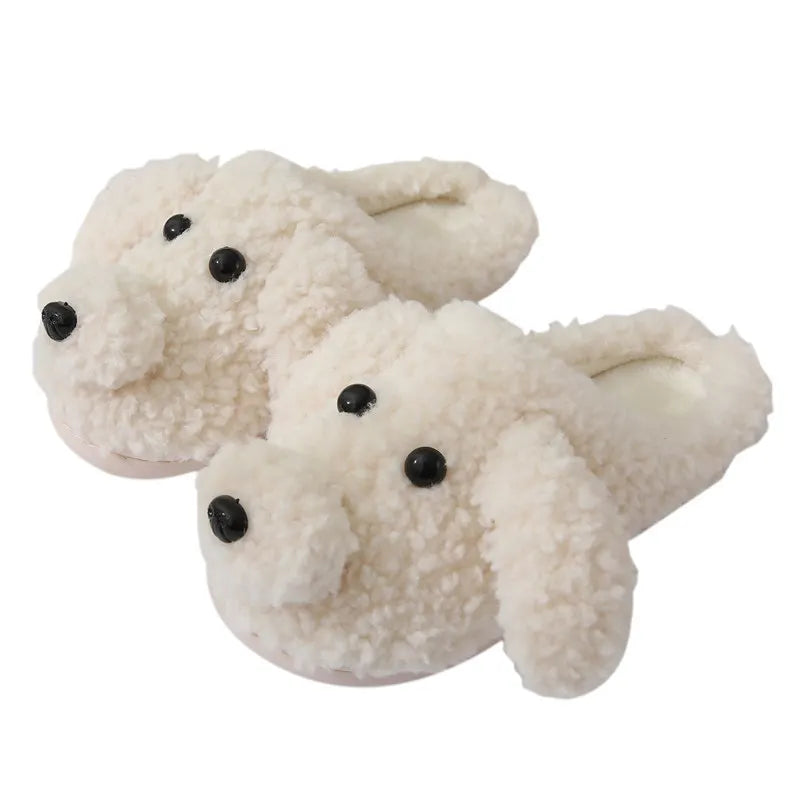 Cute Dog Plush Slippers Women – Warm Non-Slip Furry Indoor Women's Plush Slippers Axl
